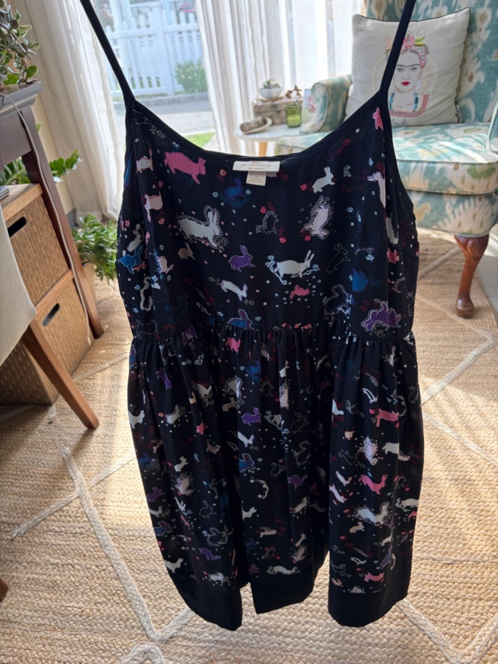 Erin Fetherston for Target- Black Spaghetti Strap Dress- Multicolor Bunny Print